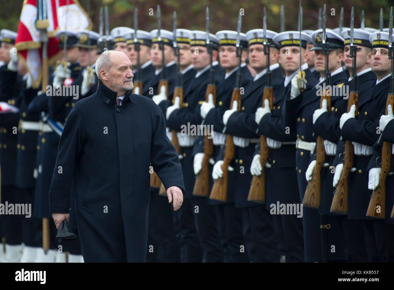 Antoni Macierewicz, polnischer Minister für Verteidigung, während der 99. Jahrestag der polnischen Marine in Gdynia, Polen. 28. November 2017 © wojciech Strozyk/Alamy Stockfoto