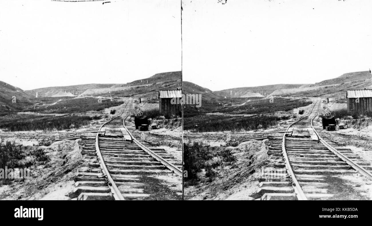 Die alten Z, oder einen Teil der Strecke an der Spitze von Echo vor der Fertigstellung des Tunnels, Summit County, Utah. Bild mit freundlicher Genehmigung durch USGS. 1869. Stockfoto