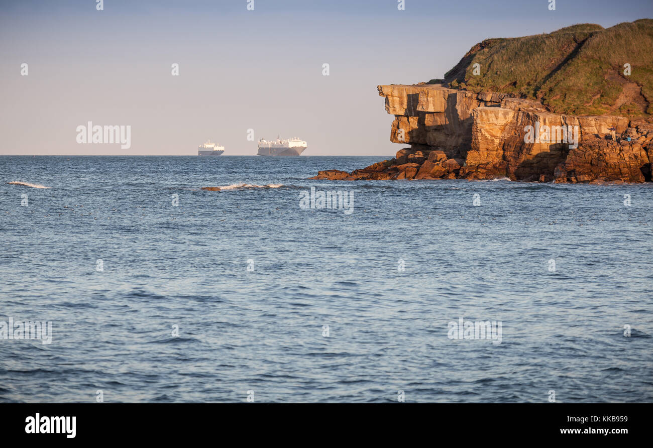 Blick von Seaton Sluce, Northumberland, England, Großbritannien, Europa Stockfoto