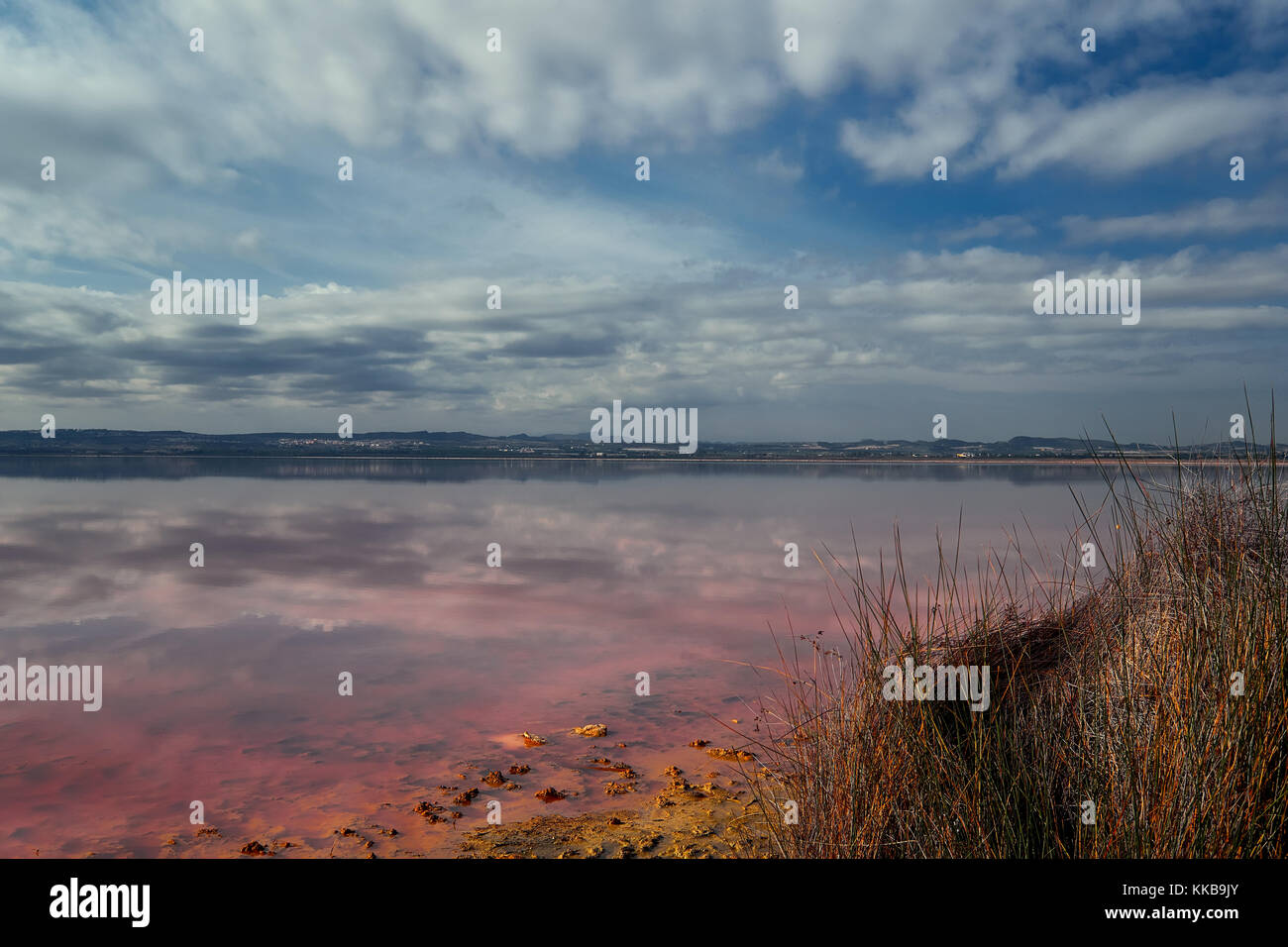 Malerische Aussicht auf Las Salinas. salt lake von Torrevieja, erklärt einer der gesündesten in Europa, entsprechend der Weltgesundheitsorganisation. provin Stockfoto