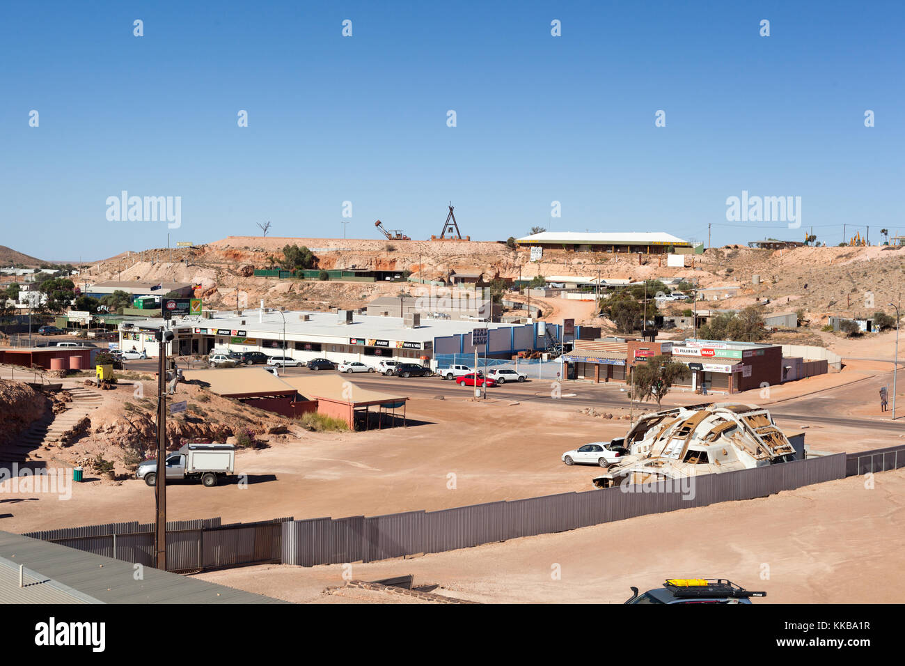 Coober Pedy - der Blick auf leere Hutchison St Stockfoto