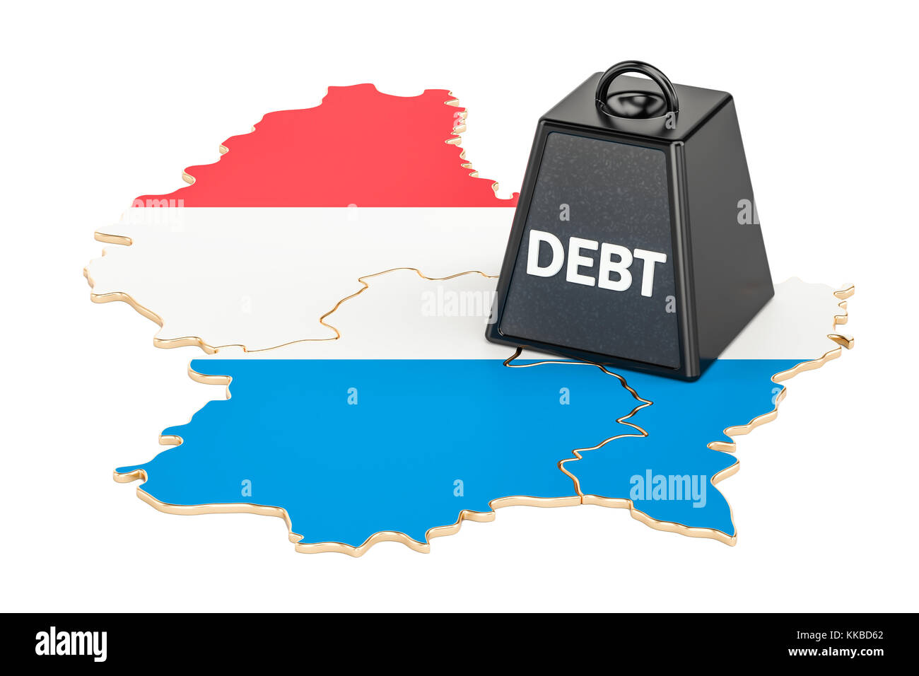 Luxemburg Staatsverschuldung oder Haushaltsdefizit, Finanzkrise Konzept, 3D-Rendering Stockfoto