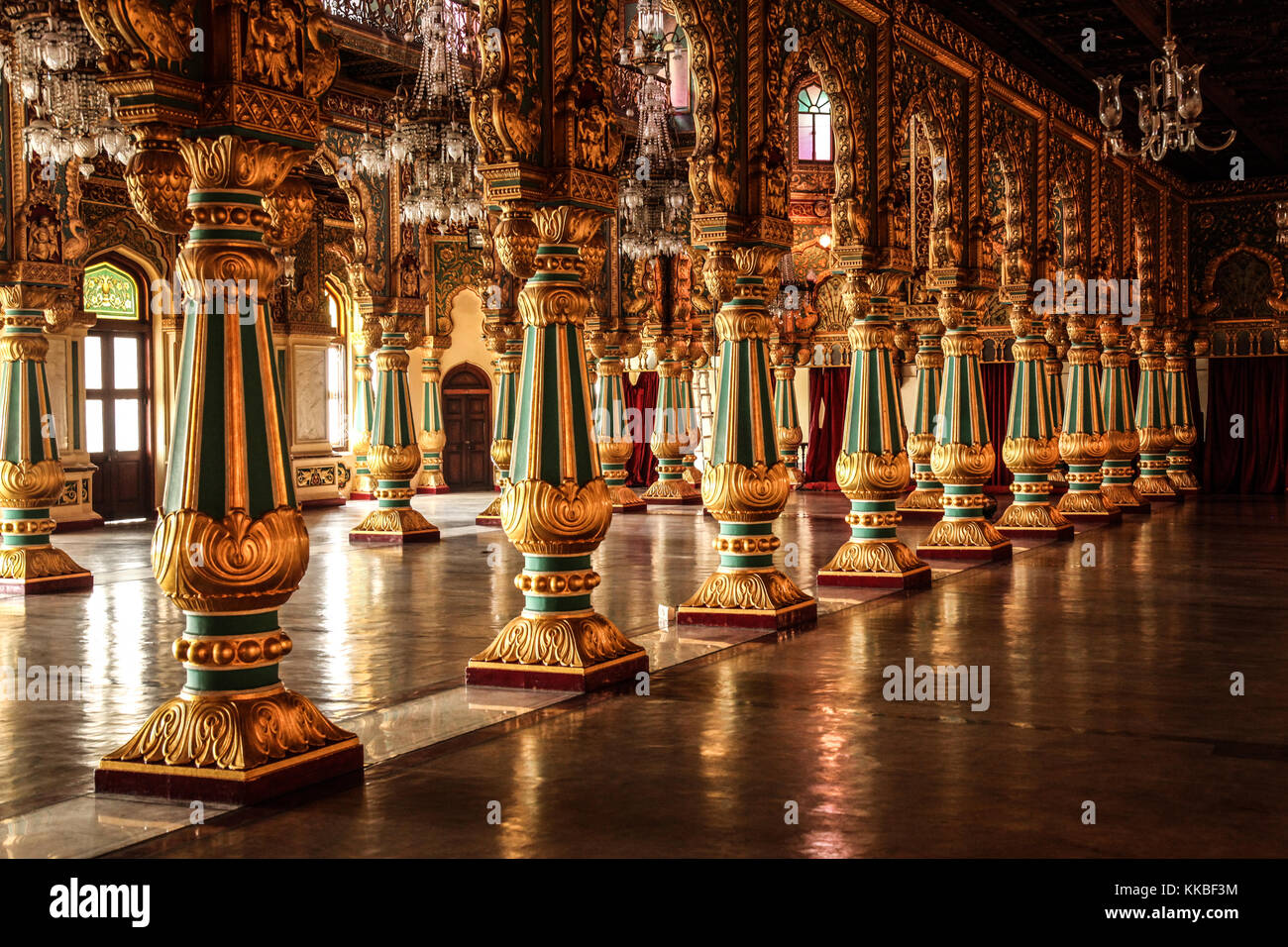 Innenräume des mysore-Palastes Stockfoto