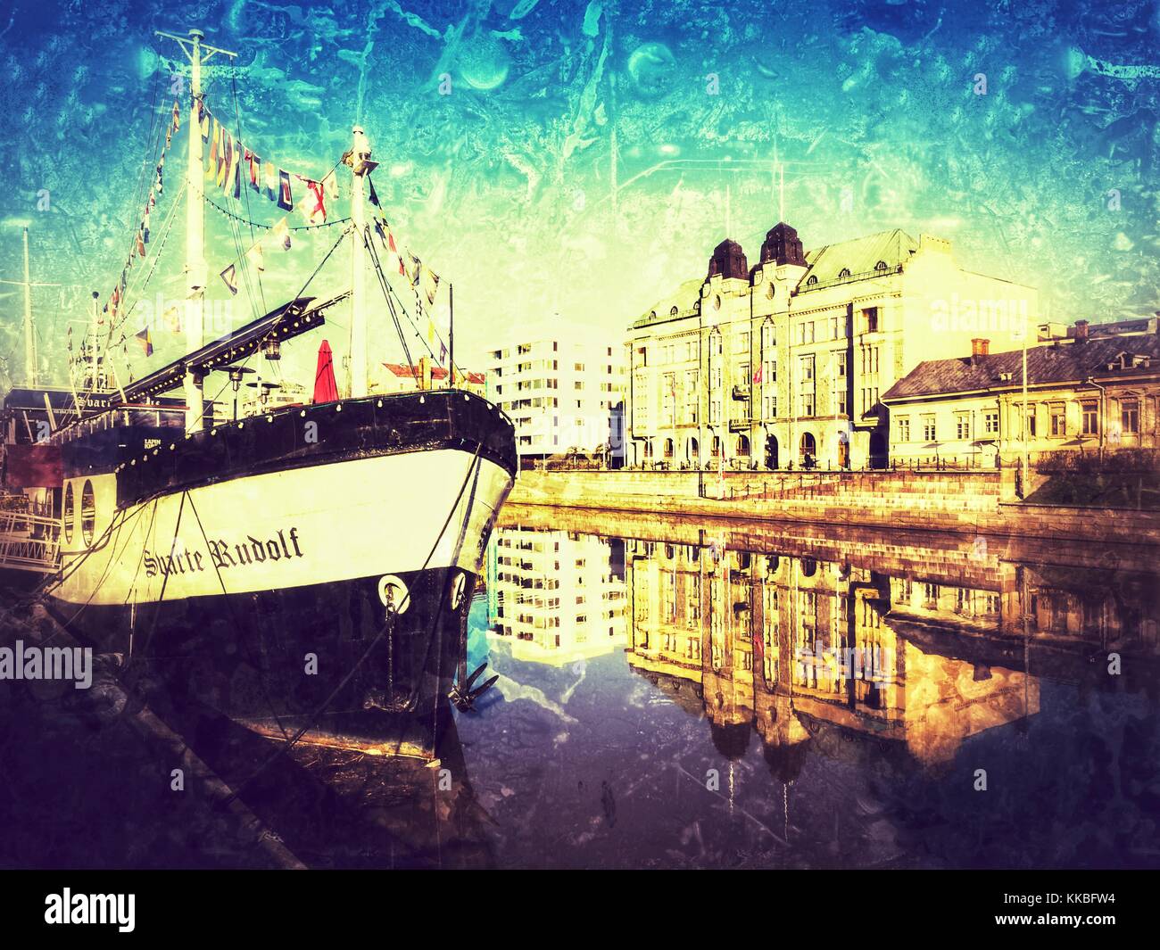 Fluss in Turku Stockfoto