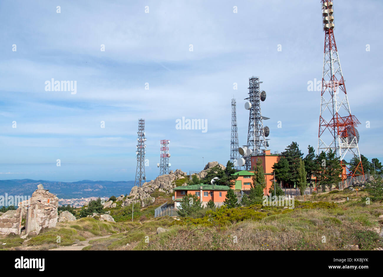 Telecommunication Tower, Berg Limbara, Sardinien, Italien Stockfoto