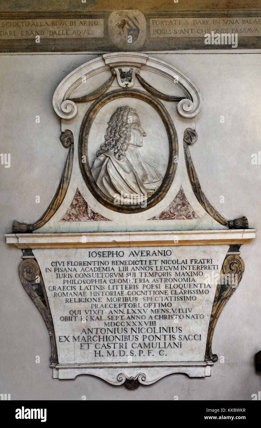 Iosepho averanio Stein im Innenhof des Palazzo Medici Riccardi (Der Palast wurde von Michelozzo di Bartolomeo) Ausgelegt für Cosimo de' Medici, 1444 - 1484. Florenz Italien Stockfoto