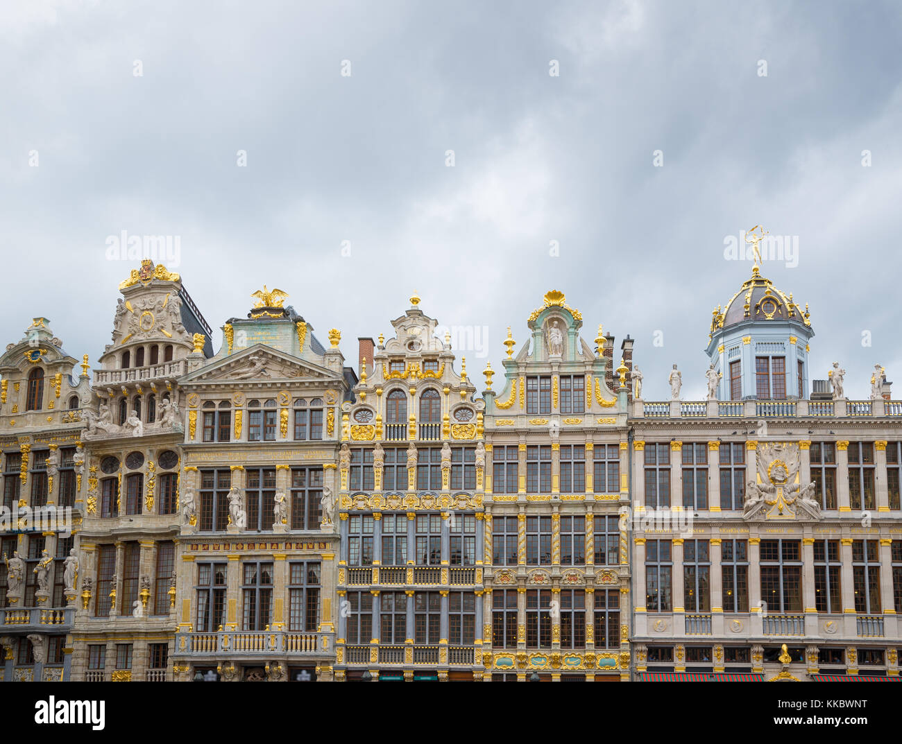 Zunfthäuser am Grand Place in Brüssel, Belgien. Stockfoto