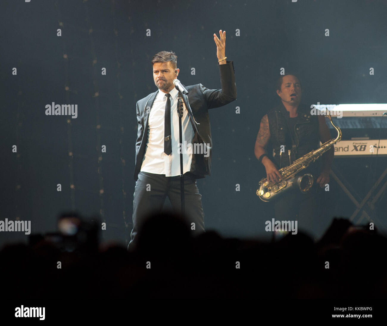 HOLLYWOOD FL - AUGUST 01: Ricky Martin tritt auf der One World Tour im Hard Rock Live im Seminole Hard Rock Hotel & Casino am 1. August 2016 in Hollywood, Florida, auf. Personen: Ricky Martin Stockfoto