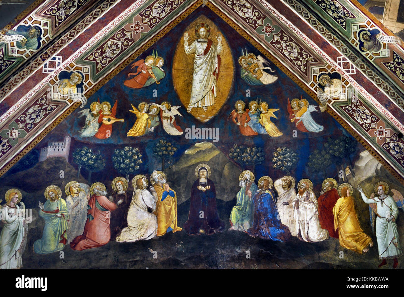 Jesus und die Zwölf Apostel, von Andrea Bonaiuto di, 1365-1367, Spanische Kapelle, der Basilika von Santa Maria Novella (Basilica di Santa Maria Novella) Florenz Italien Fresco Stockfoto