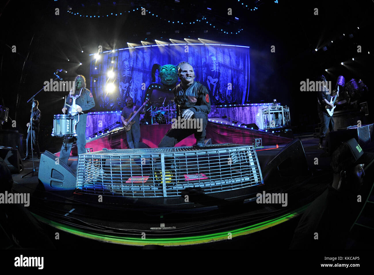 West Palm Beach, FL - Juli 24: Jim root, Alessandro venturella, Corey Taylor, Mick Thomson von Slipknot im Coral sky Amphitheater am 24. Juli 2015 in West Palm Beach Florida führt. Leute: Jim root, Alessandro venturella, Corey Taylor, Mick thomson Getriebe Ref: mnc5 anrufen, wenn interessierte Michael Stürme Stürme media Group Inc., 305-632-3400-cell 305-513-5783 - Fax Mikestorm@aol.com Stockfoto