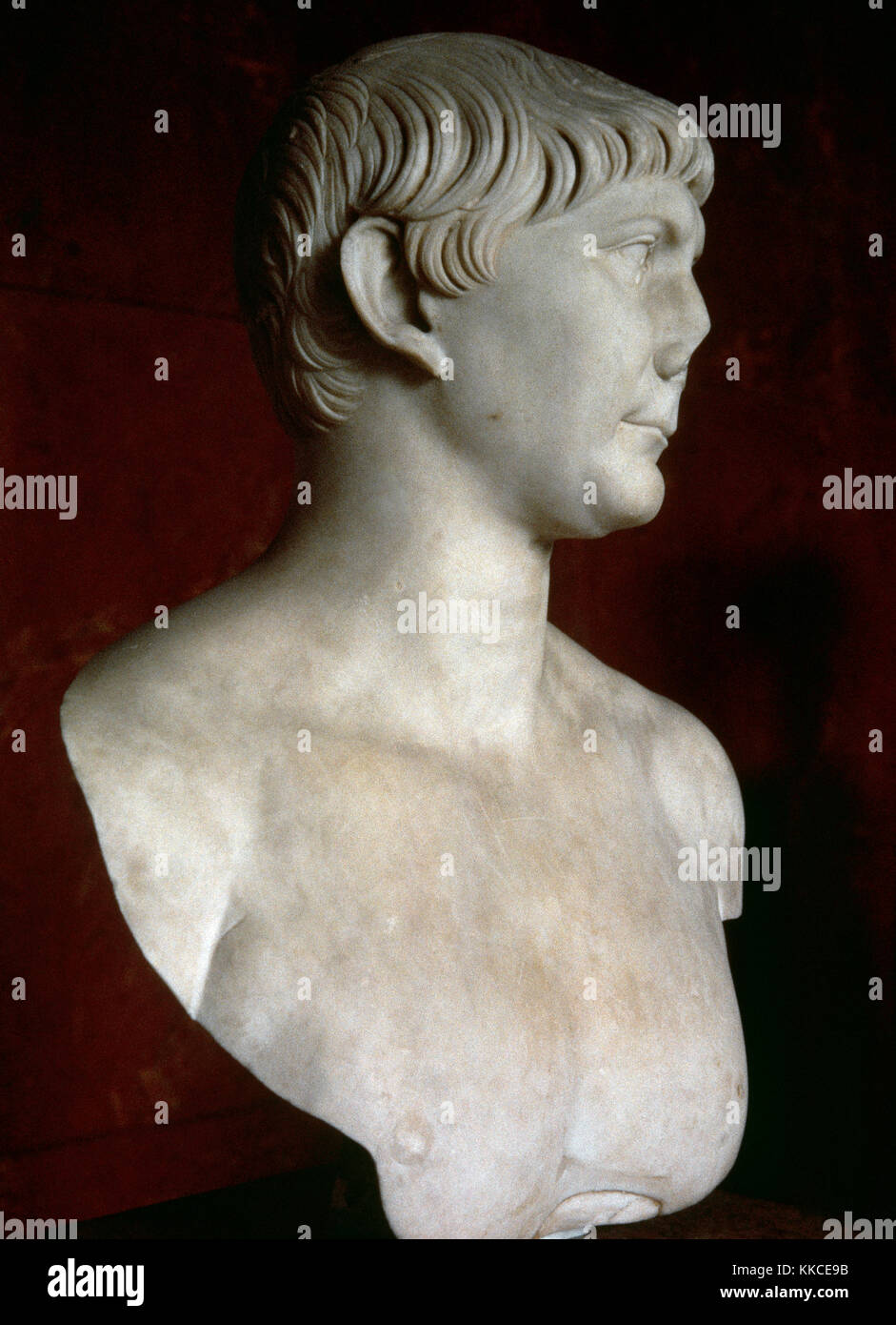 Trajan (53-117 AD). 13 Kaiser des römischen Reiches. Nerva-Antonine Dynastie. Büste. Marmor. Stockfoto