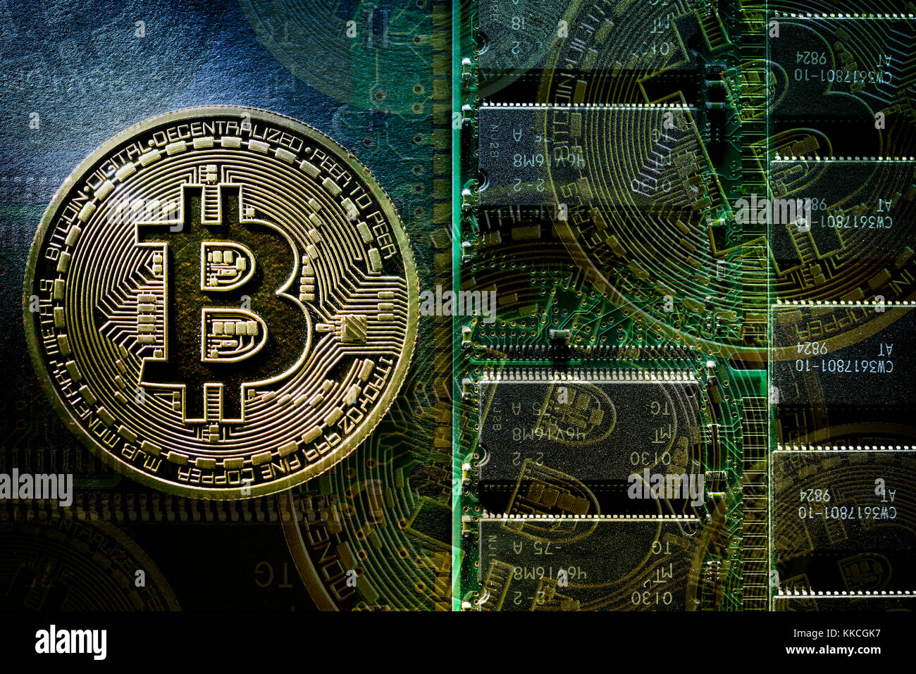 Bitcoin Münze, virtuelle Währung Stockfoto