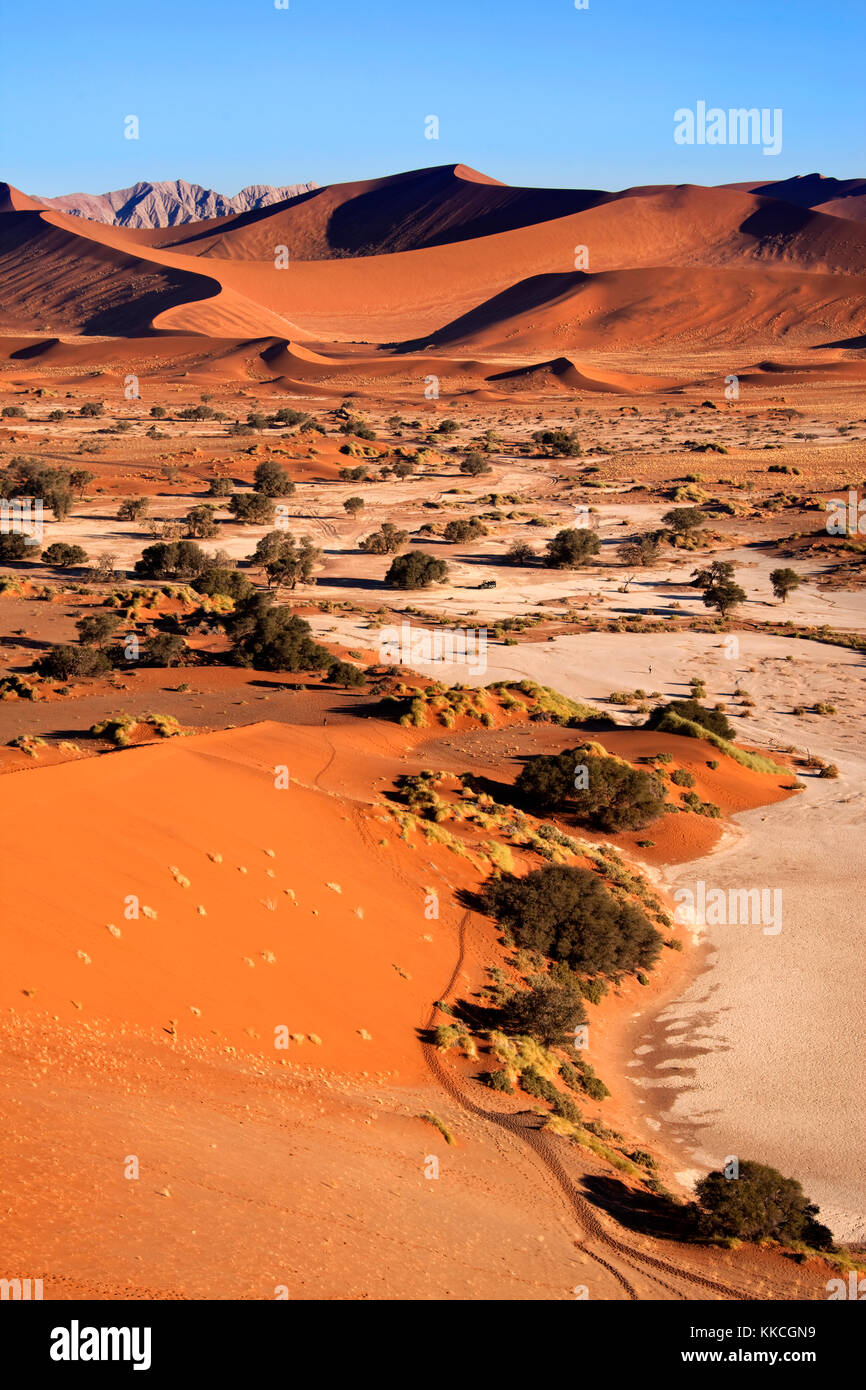 Sanddünen am Sossusvlie in der Wüste Namib-Nuakluft in Namibia Stockfoto