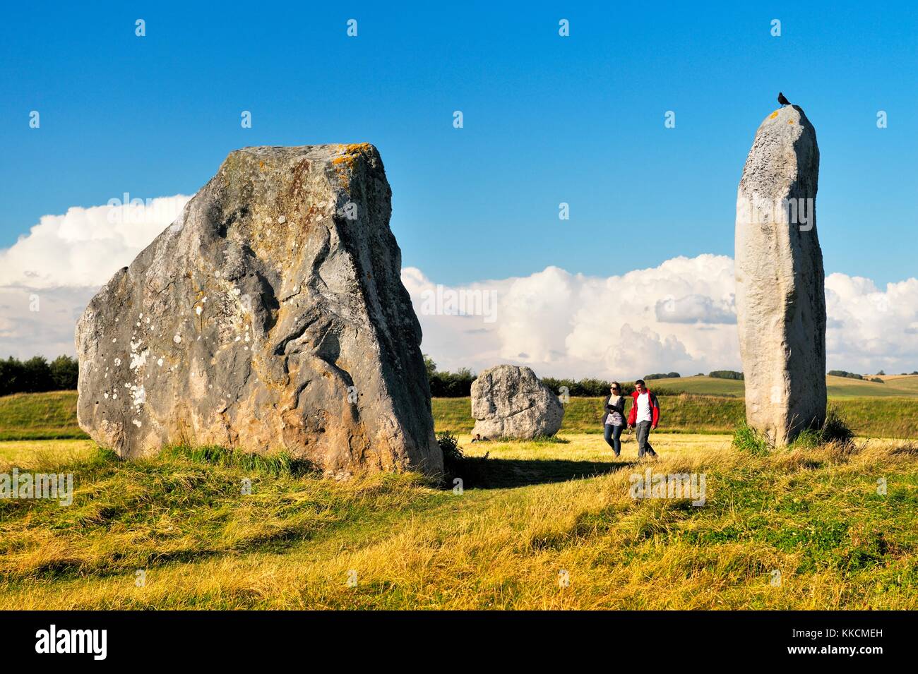 Neolithische Steinkreis von Avebury und Stein kreist, Wiltshire, England. 5600 Jahre alt. Megalithen des inneren Kreises Nord Stockfoto