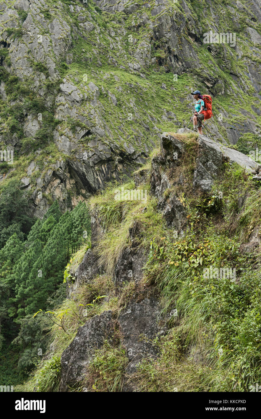 Trekking auf dem manaslu Circuit, Nepal Stockfoto