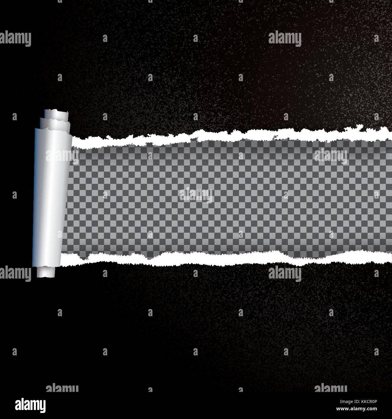 Realistische schwarz aufgerissen Papier mit kopieren. Vector Illustration. rip-Kanten. Stock Vektor