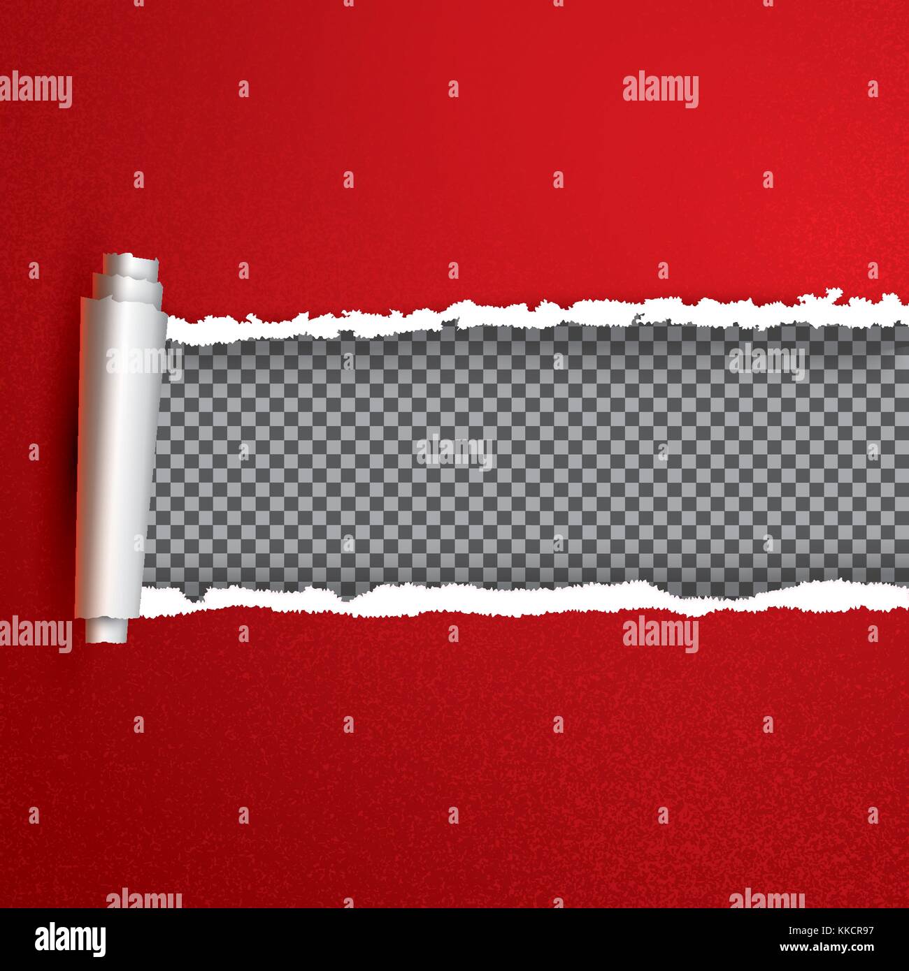 Realistische rot aufgerissen Papier mit kopieren. Vector Illustration. rip-Kanten. Stock Vektor