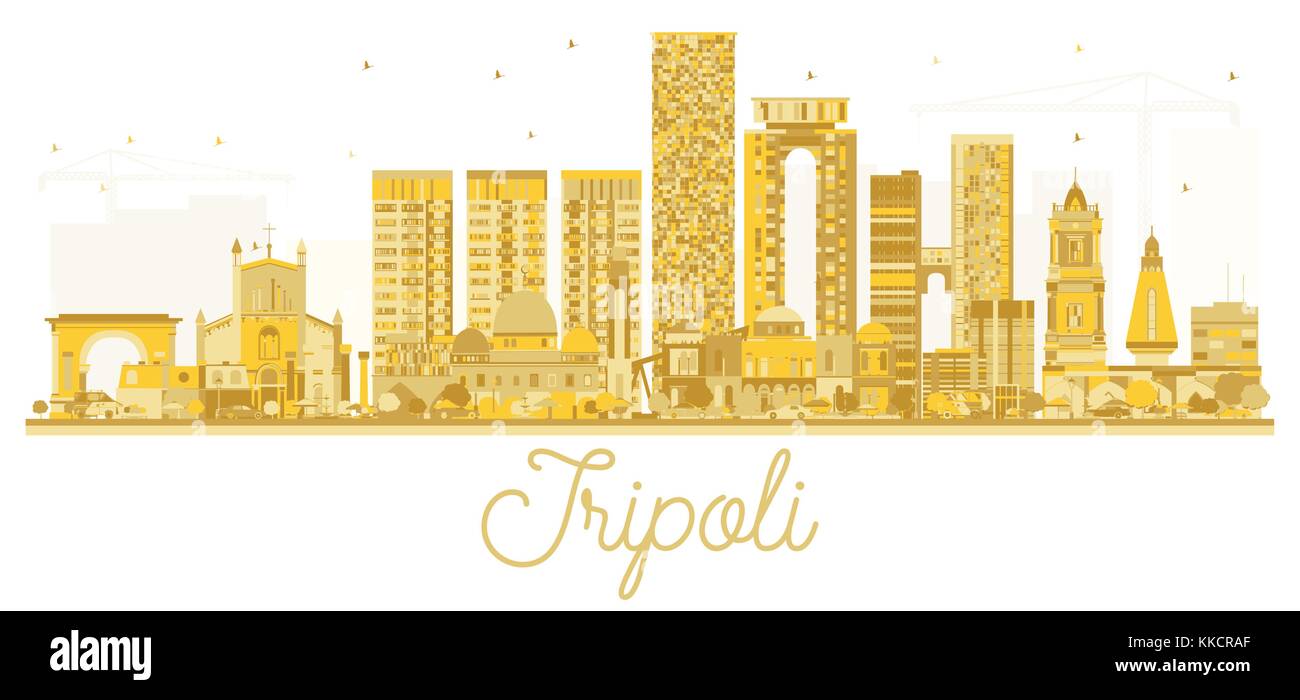 Tripolis Libyen Skyline der Stadt goldene Silhouette. Vector Illustration. Stock Vektor