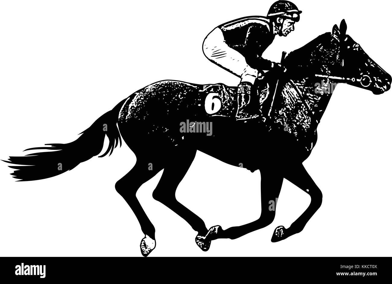Jockey Reiter galoppieren Race Horse Skizze Illustration - Vektor Stock Vektor