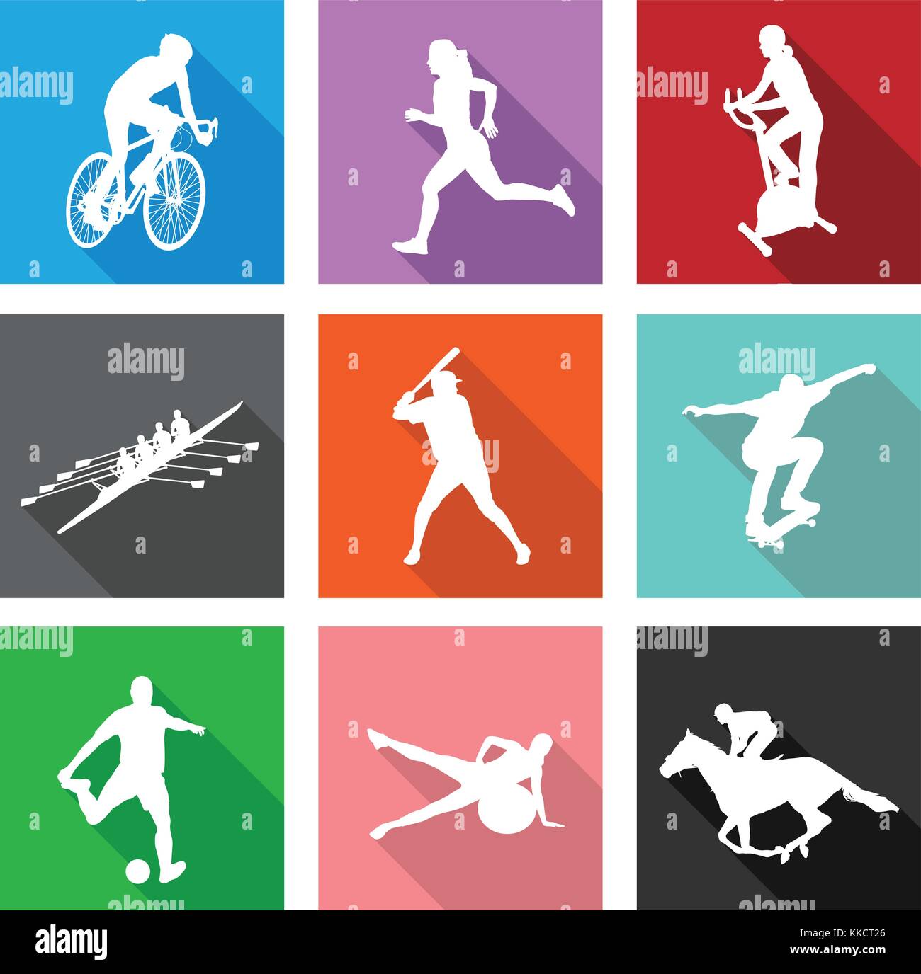Sport Silhouetten auf Flachbild Symbole für das Web oder mobile Anwendungen - Vektor Stock Vektor