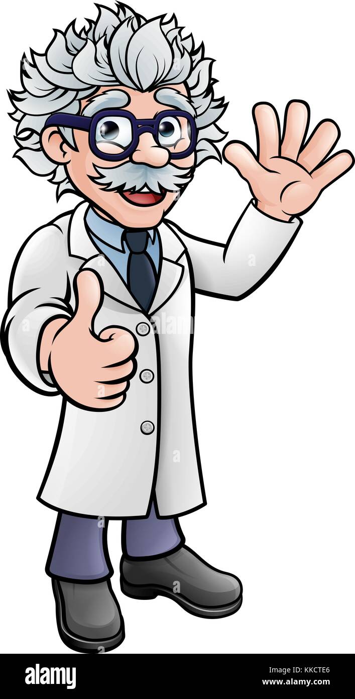 Wissenschaftler Professor Zeichentrickfigur Stock Vektor