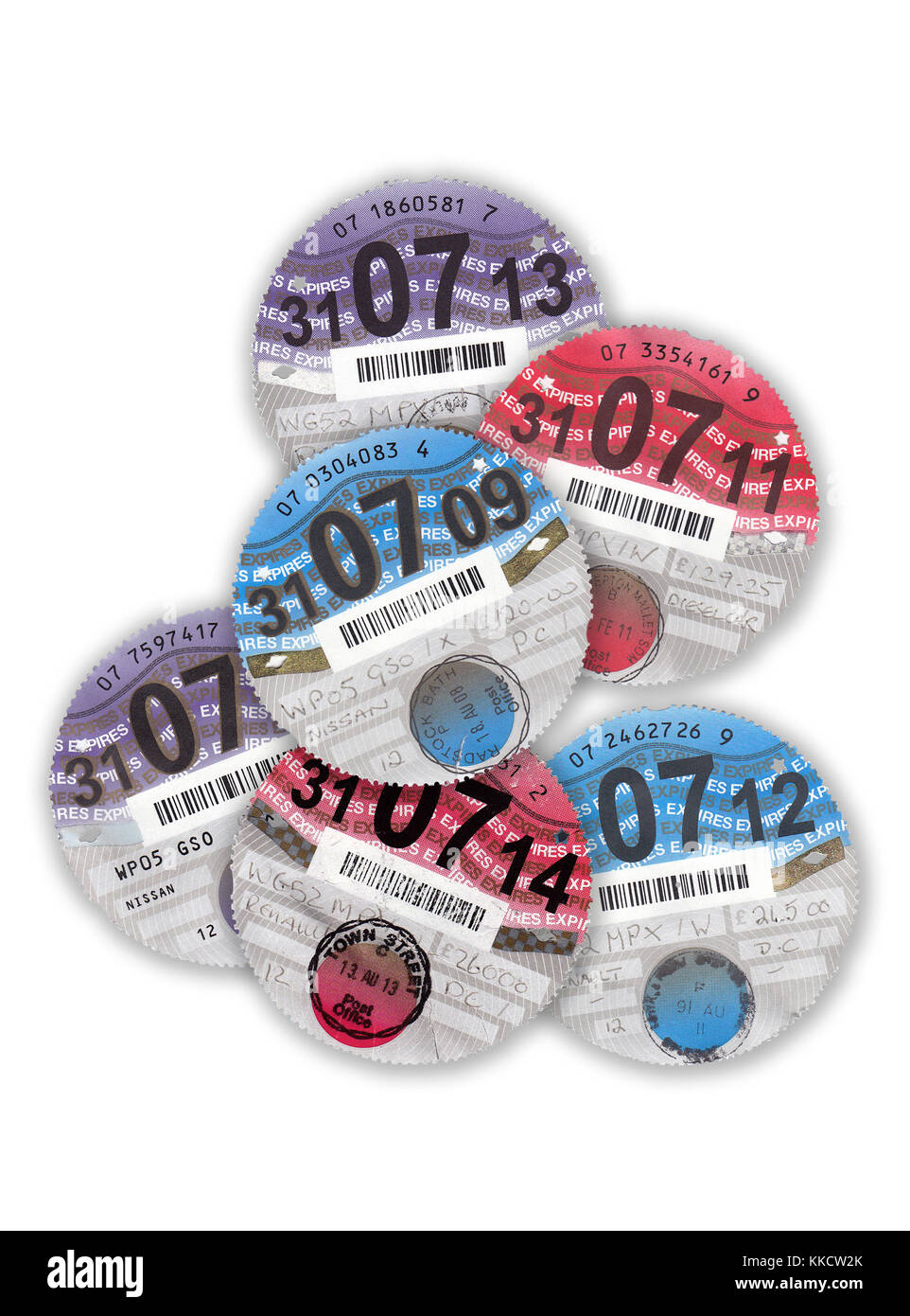 Kfz-steuer Discs Stockfoto