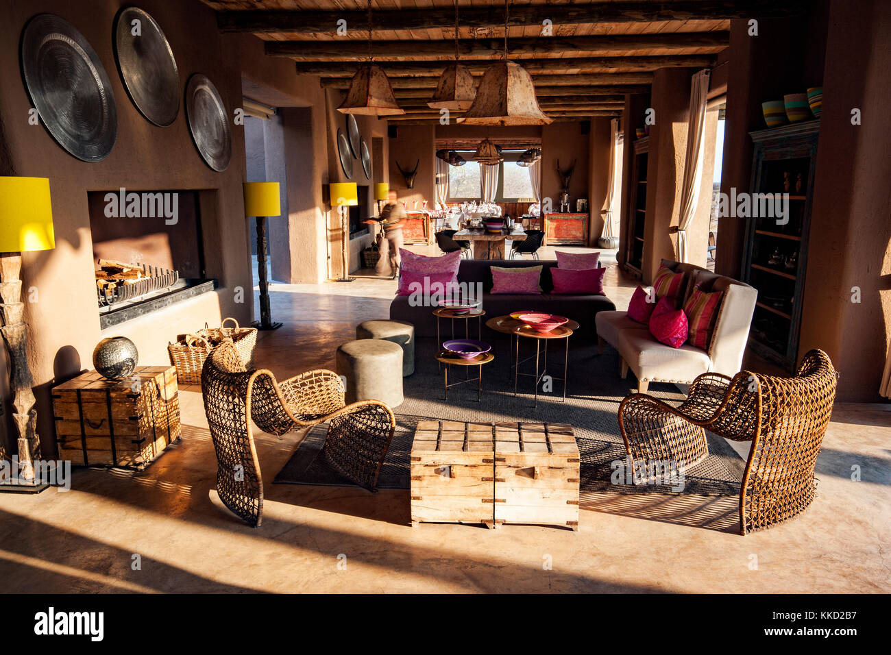 Lounge auf Onguma The Fort, onguma Game Reserve, Namibia, Afrika Stockfoto