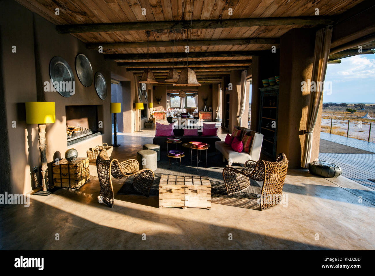 Lounge auf Onguma The Fort, onguma Game Reserve, Namibia, Afrika Stockfoto