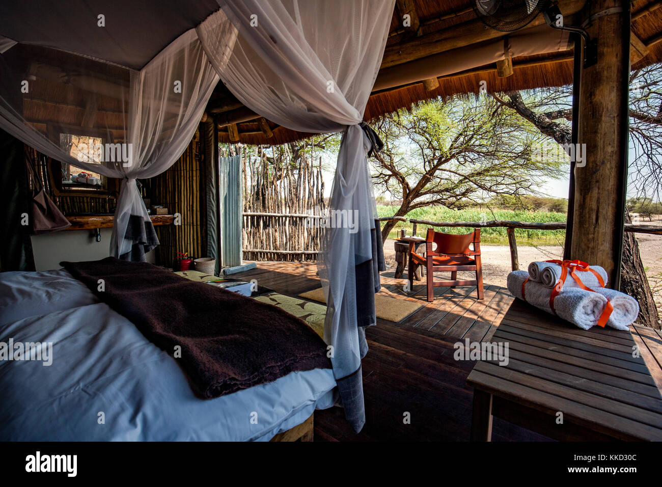 Tree House Zimmer auf Onguma Tree Top Camp onguma Game Reserve, Namibia, Afrika Stockfoto