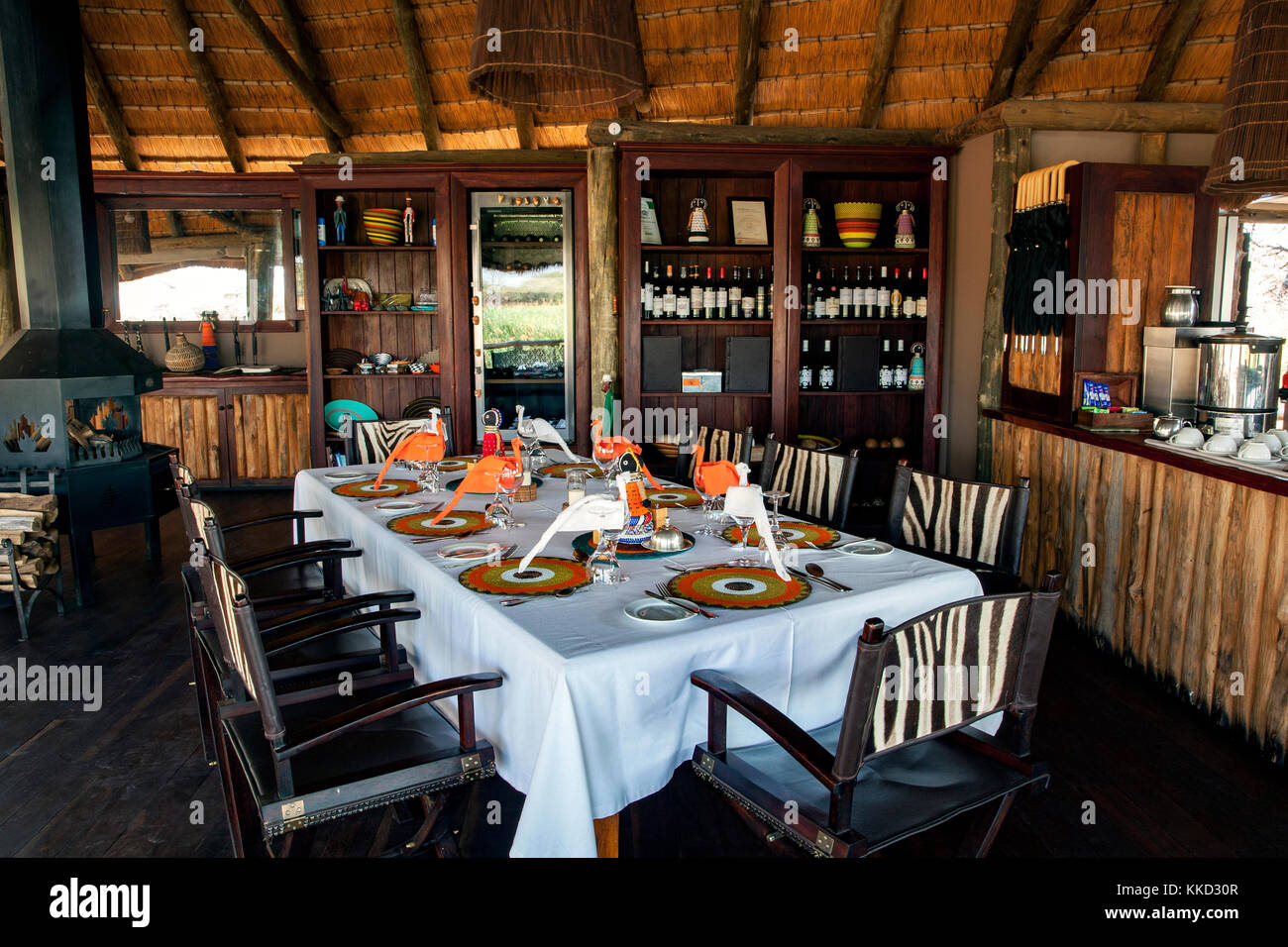Essbereich Auf Onguma Tree Top Camp onguma Game Reserve, Namibia, Afrika Stockfoto