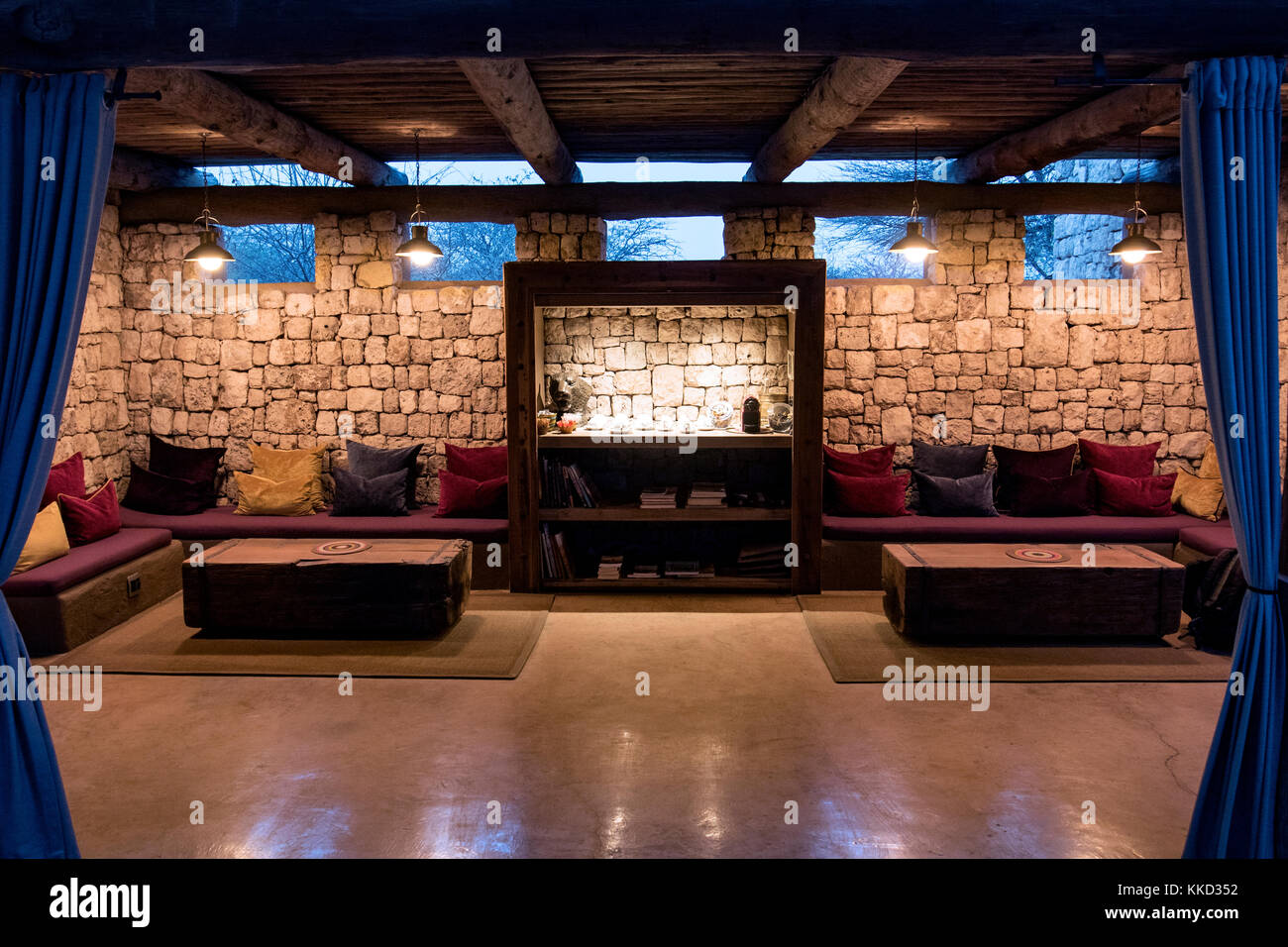 Lounge auf Onguma The Fort, onguma Game Reserve, Namibia, Afrika Stockfoto