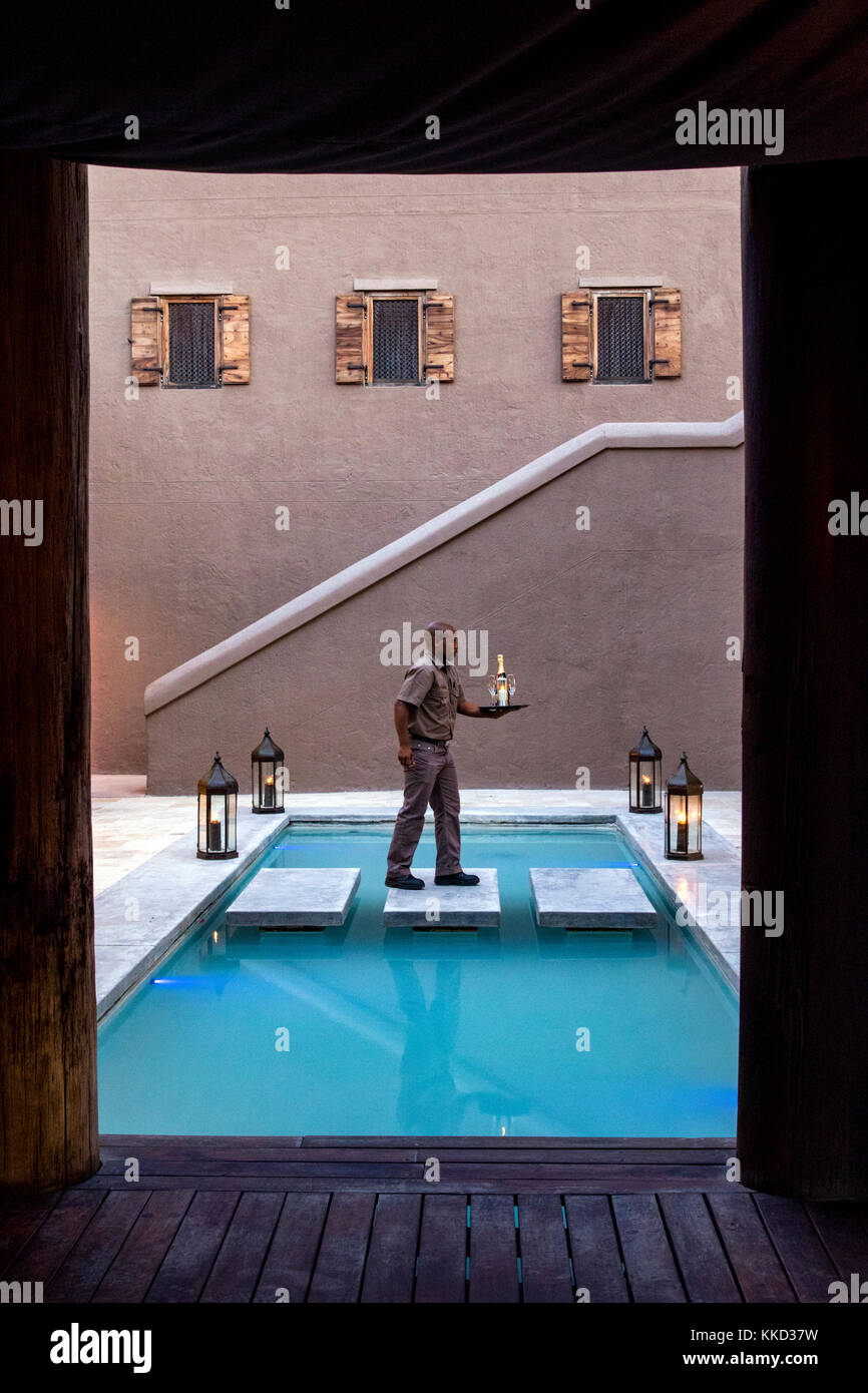 Courtyard auf Onguma The Fort, onguma Game Reserve, Namibia, Afrika Stockfoto