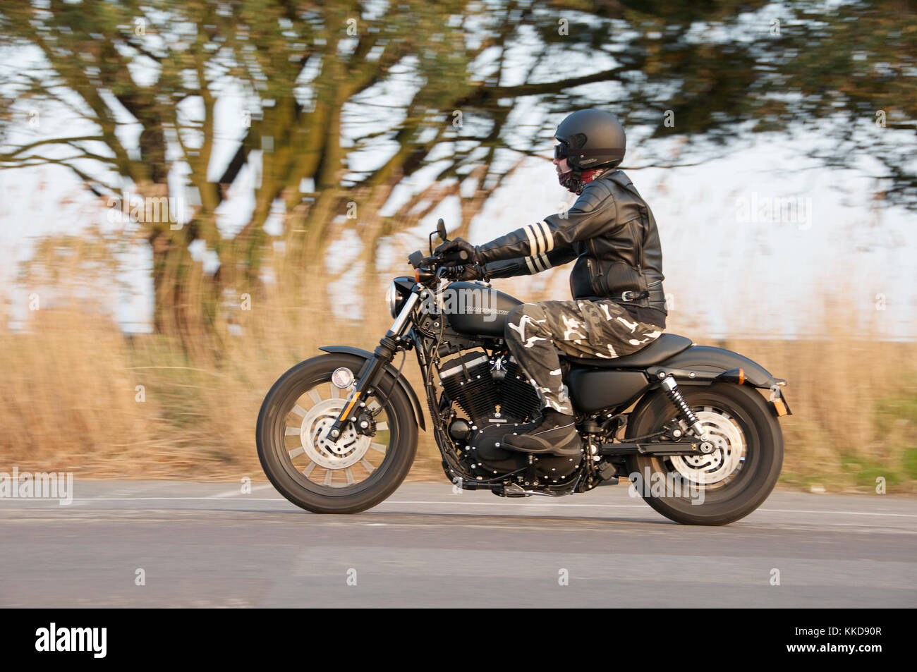 Mann, ein Harley Davidson Motorrad Stockfotografie Alamy