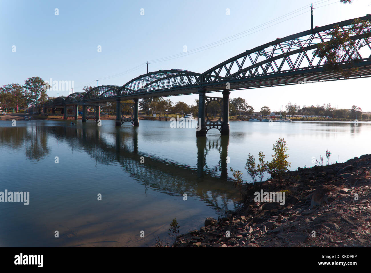 Denkmalgeschützten historischen Straßenverkehr Brücke über den Burnett River bei Bundaberg Queensland Australien Stockfoto