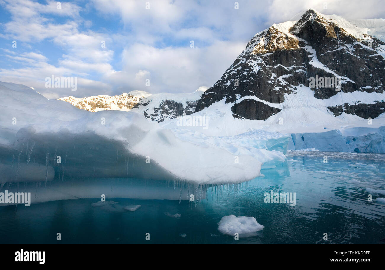 Schmilzt das Eis im Paradise Bay auf der Antartic Peninsula in der Antarktis. Stockfoto