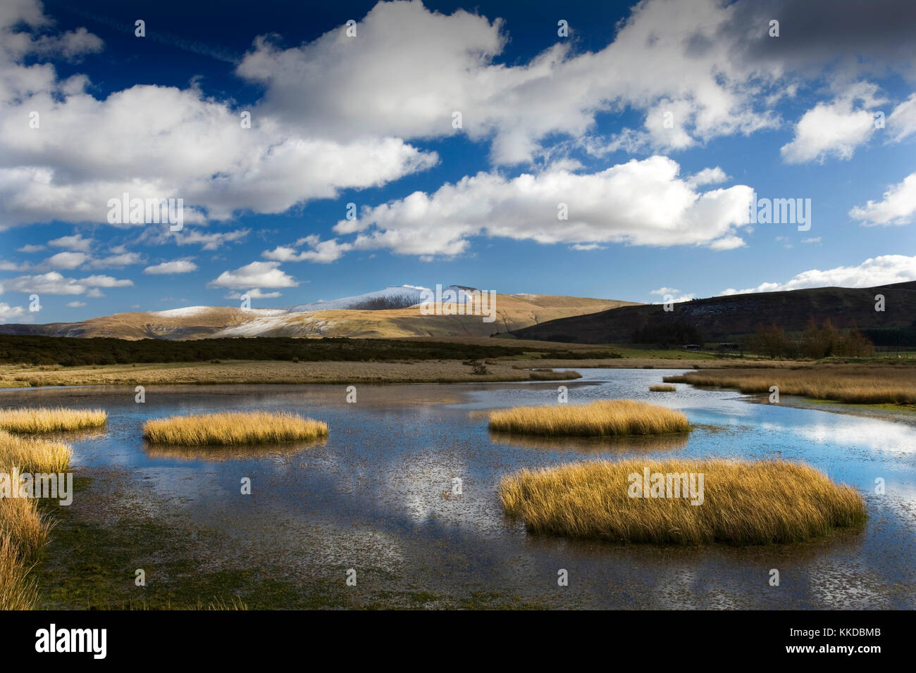 Brecon Beacons, Wales, Großbritannien mit Pen y Fan und Mais Du Gipfel mit Schnee bedeckt Stockfoto