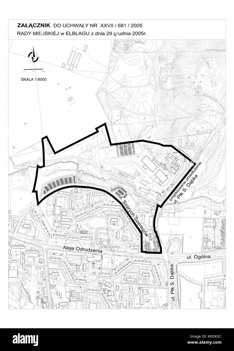Modrzewina - mapa strefy pd Zach Stockfoto