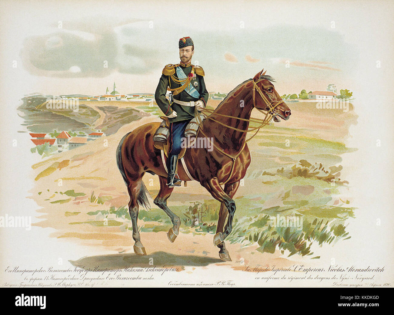 Nikolaus II. von Russland in der Uniform der Nizhny-Novgorod Dragoon Regiment Stockfoto