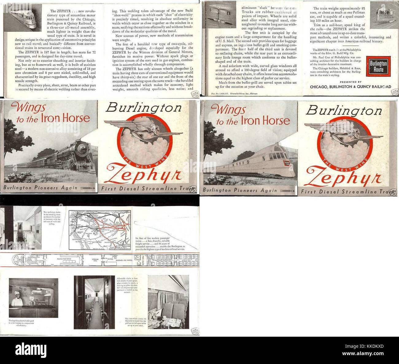 Pioneer Zephyr Broschüre 1934 Stockfoto