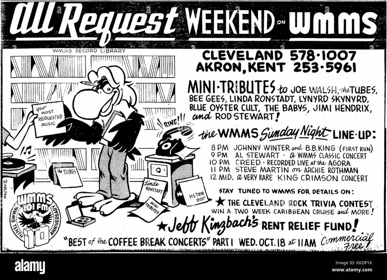 Alle Anfrage Wochenende auf WMMS - 1978 drucken ad Stockfoto