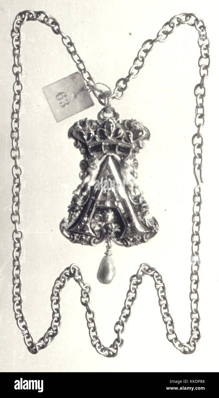 Anhänger, der Anna Jagiellonka, Königin von Polen, zugeschrieben wird, mit Design und Handwerkskunst aus der Renaissance. Stockfoto