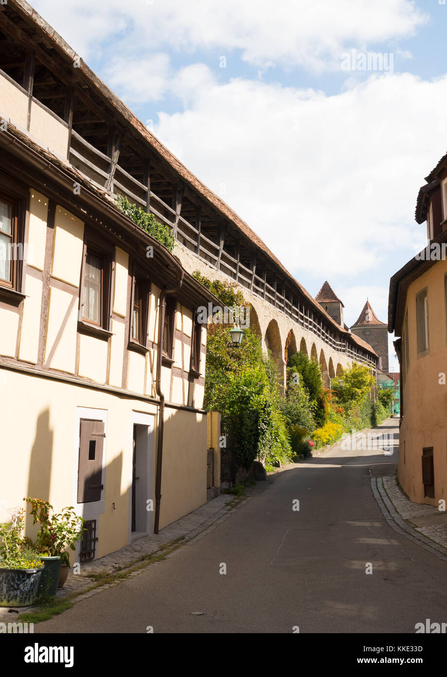 Die Stadtmauer, Rothenburg o.d. Tauber, Bayern, Deutschland, Europa Stockfoto