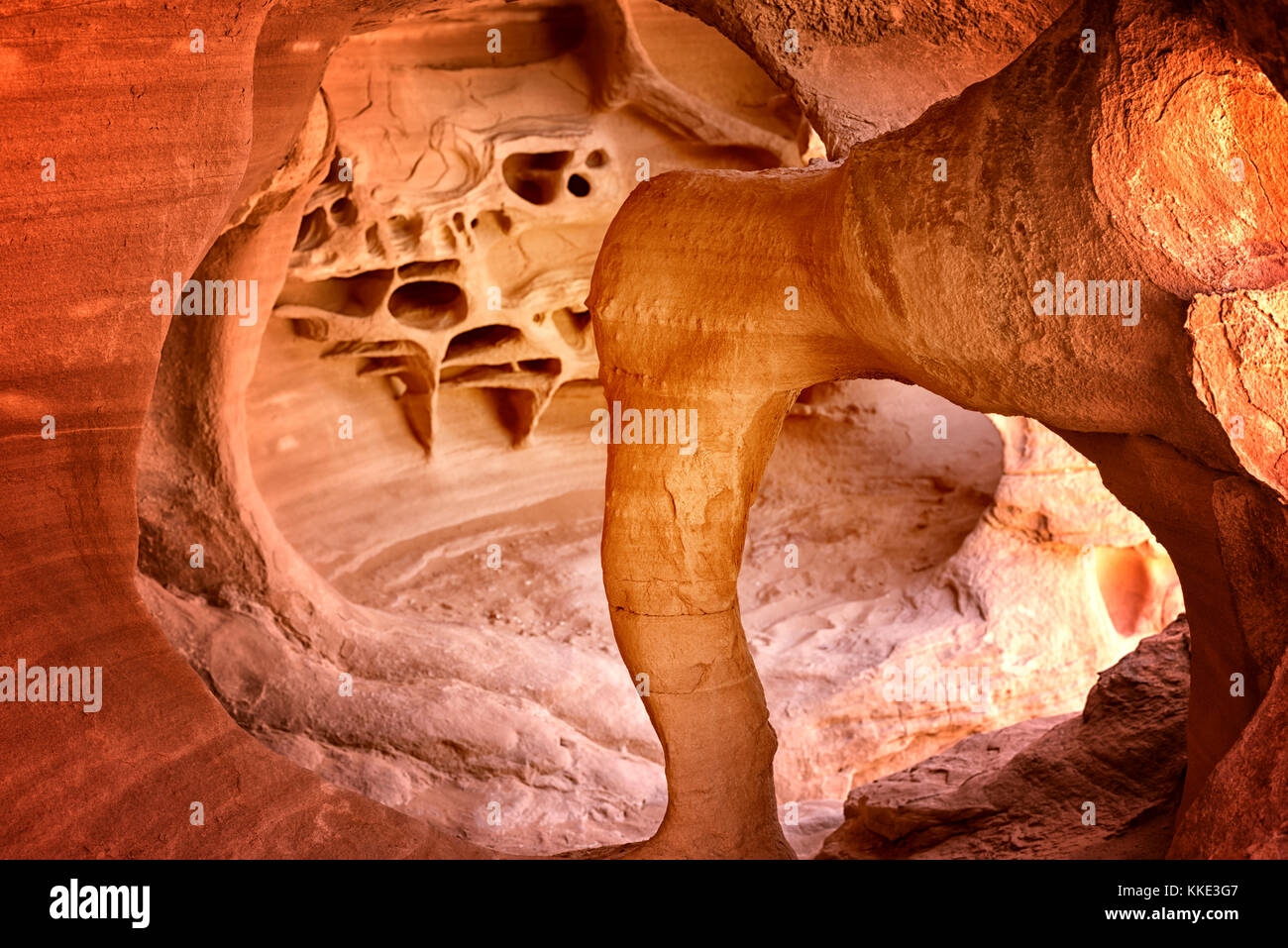 Die windstone Arch Rock Formation. Valley of Fire State Park, Nevada, USA. Stockfoto