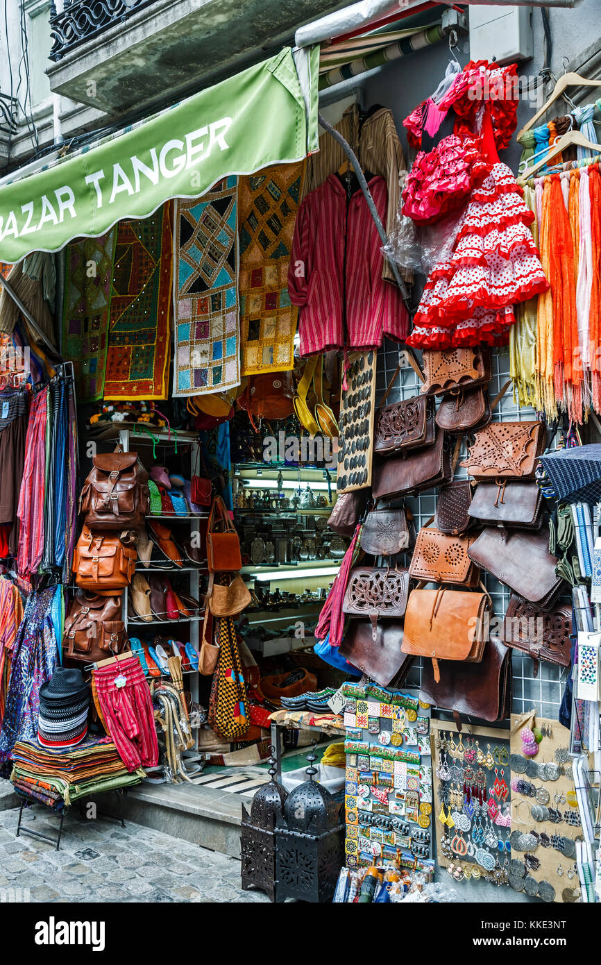 Shop in "zoco" (Arabisch Einkaufsviertel), Granada, Spanien Stockfoto