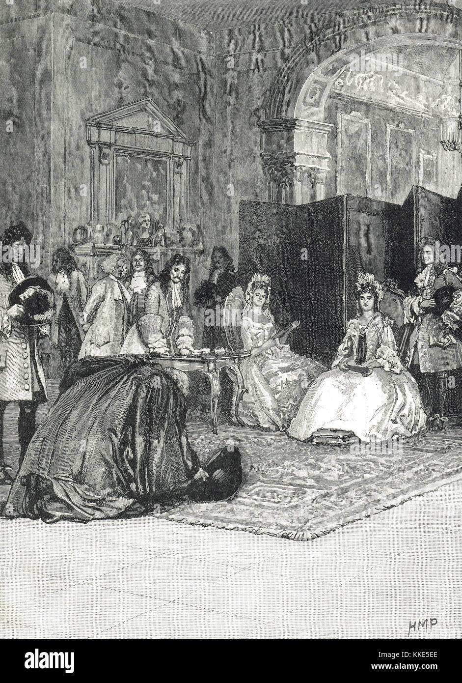 Thronbesteigung von Königin Anne am 8. März 1702, Bischof Gilbert Burnet verkündete den Tod von Wilhelm III Stockfoto