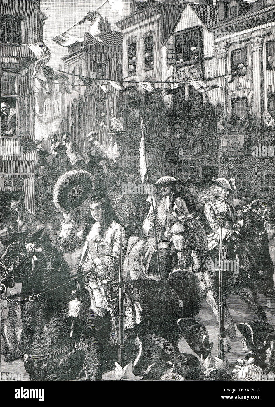 König Wilhelm III., Triumphzug nach Whitehall 169. Nach dem Frieden von Ryswick beendete der neunjährige Krieg Stockfoto