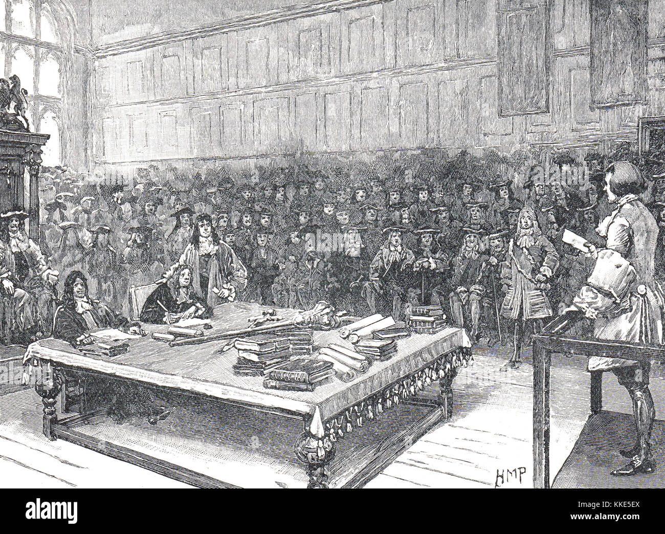 Captain Kidd, Freibeuter, beantwortete Fragen vor dem Haus der Commons, 1701 Stockfoto