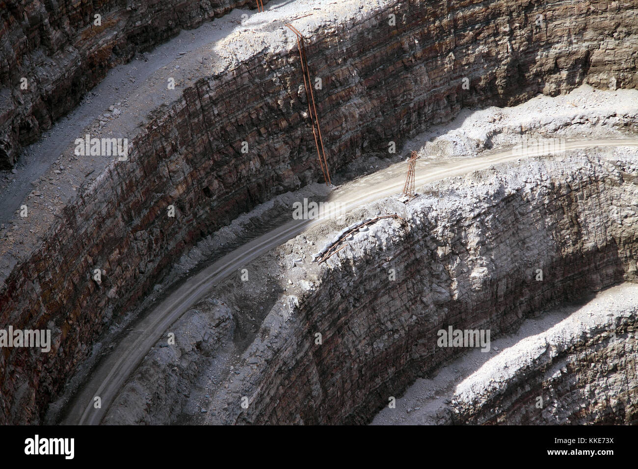 Detailansicht an der Wand der Tagebau Stockfoto