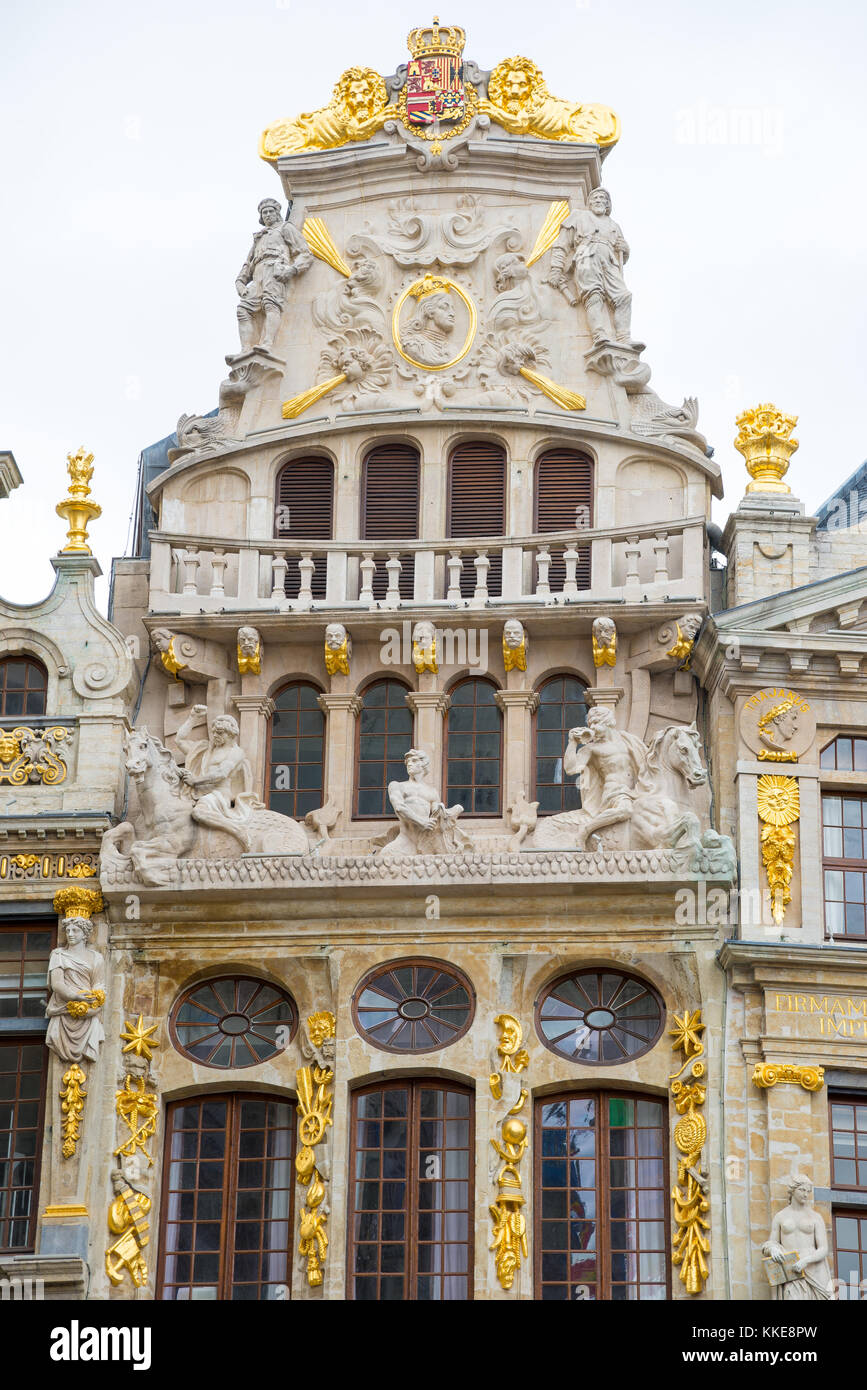 Fassaden der Le Cornet - eines der guildhalls auf dem Grand Place. Brüssel, Belgien. Stockfoto