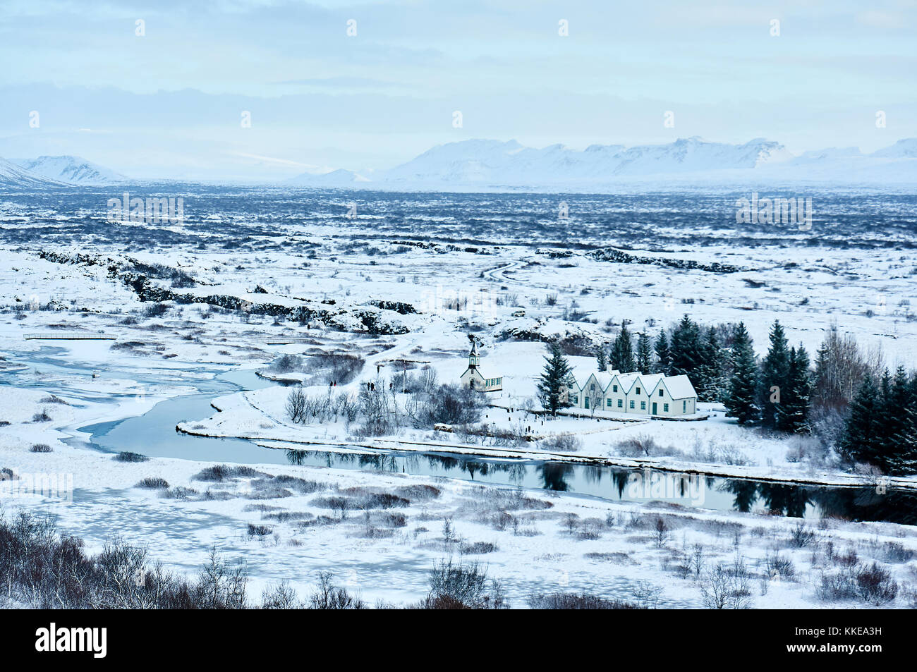 Pingvellir der älteste Nationalpark in Island, Ort der Geburt für die erste demokratisch gewählte Parlament der Welt, und ein UNESCO-Welterbe. Stockfoto